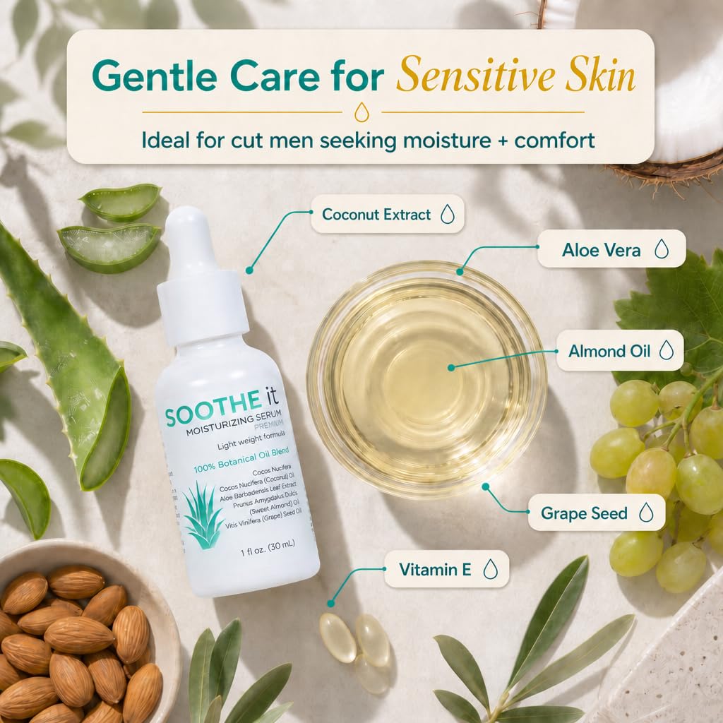 Gentle care for sensitive skin — aloe vera, almond oil, grape seed, coconut and vitamin E